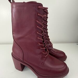 NWOT Alfani Deep Red Lace-Up Blaire Boots